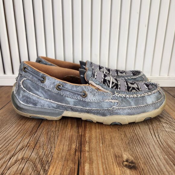 Twisted X Slip-On Driving Moc Womens 6.5 M Gray Distressed Leather Shoes WDMS012 - Picture 1 of 9